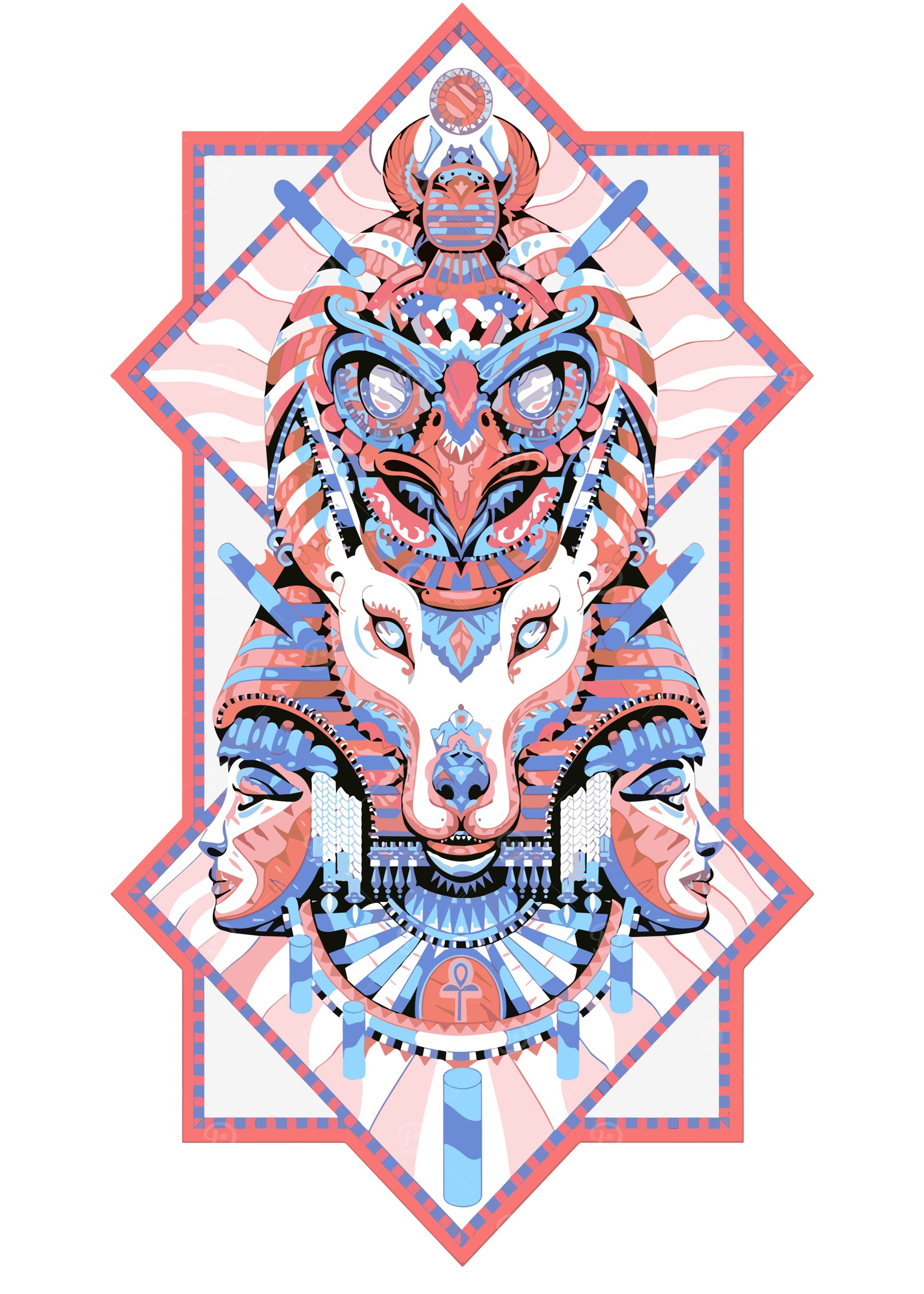 Egyptian Deities Abstract Illustration