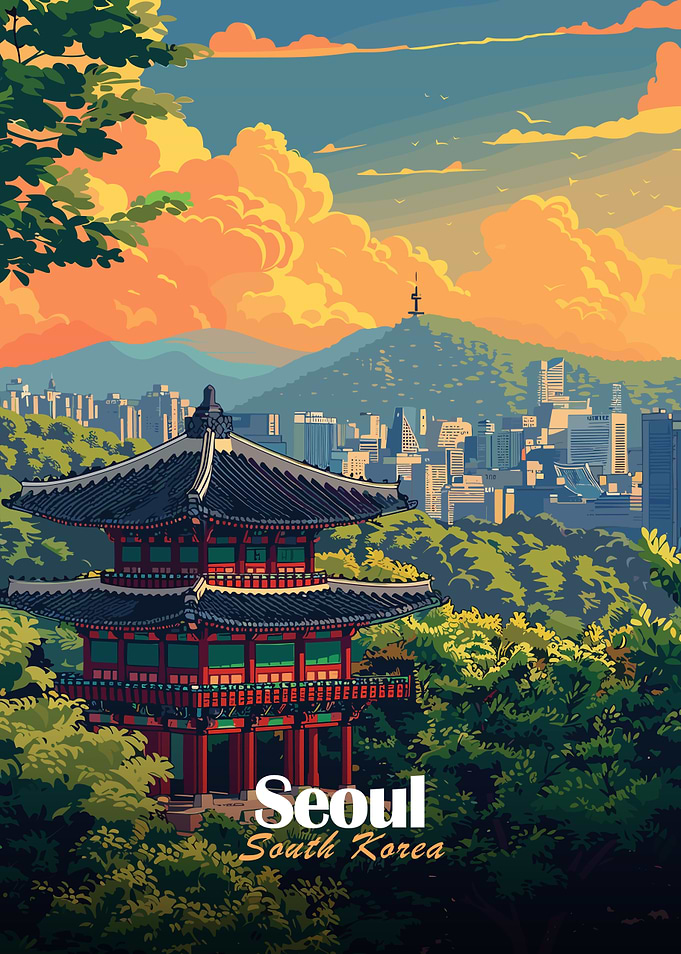 Seoul, South Korea Illustration