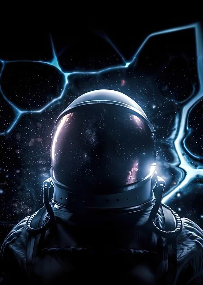 Astronaut in Space with Lightning