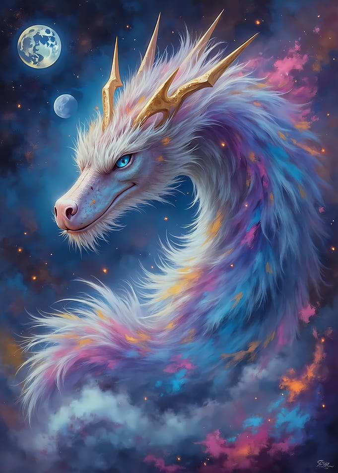 Celestial Dragon in Starry Sky