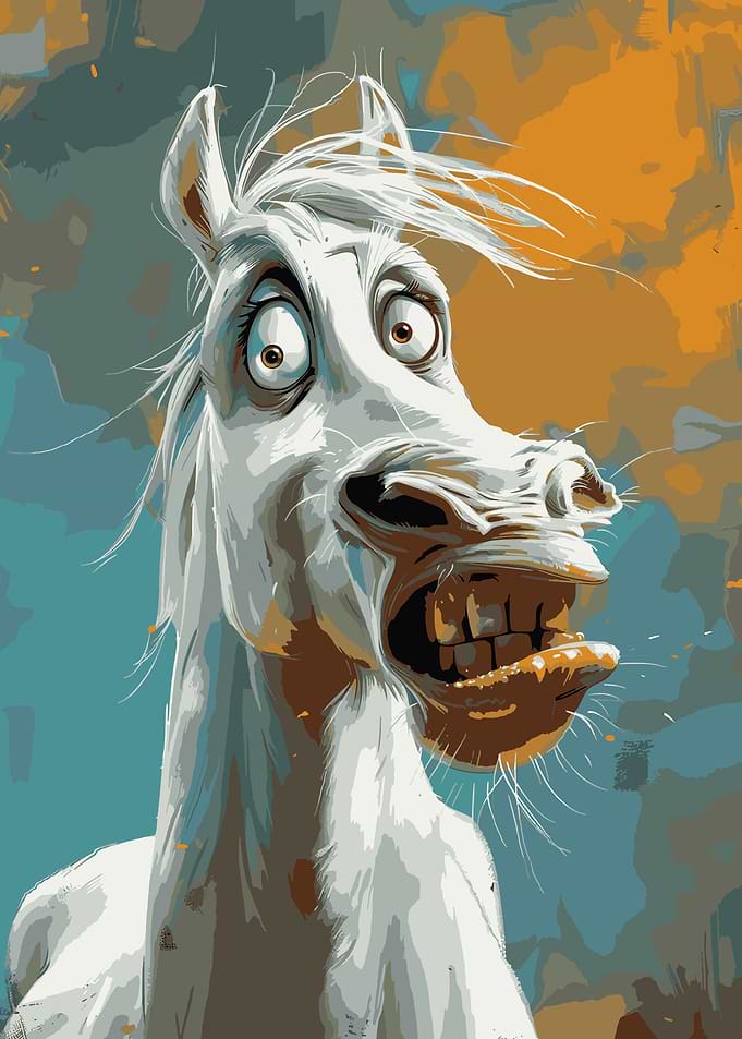 Cartoon Horse with Exaggerated Expression