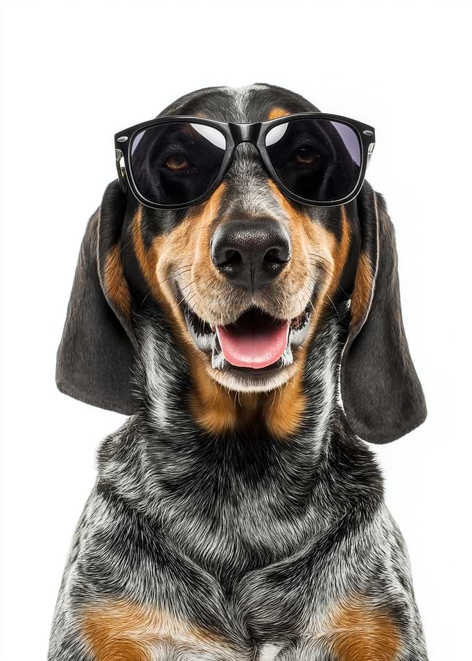 Cool Bluetick Coonhound Dog with Sunglasses