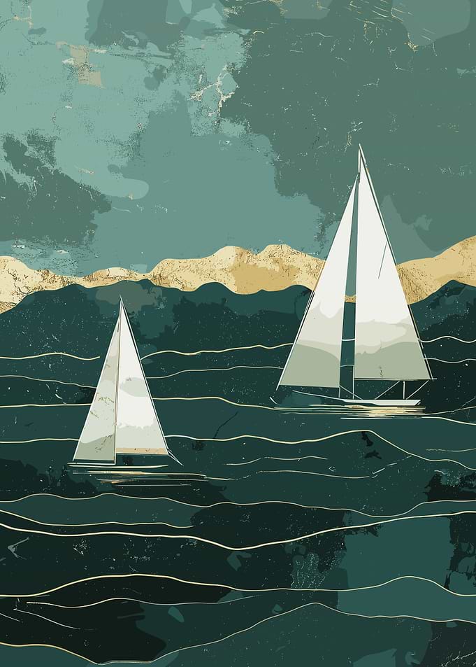 Two Sailboats in Ocean