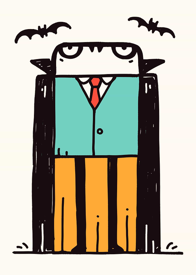 Cartoon Vampire with Bats