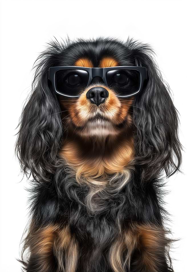 Cool English Toy Spaniel Dog with Sunglasses Portrait