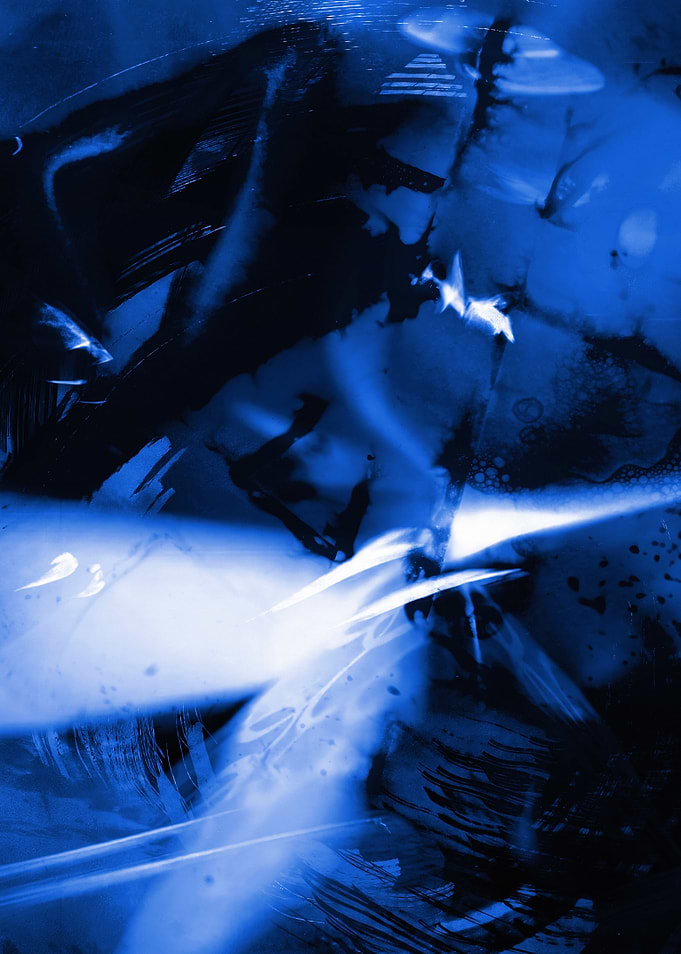 Abstract Blue Light Blur Photo Collage