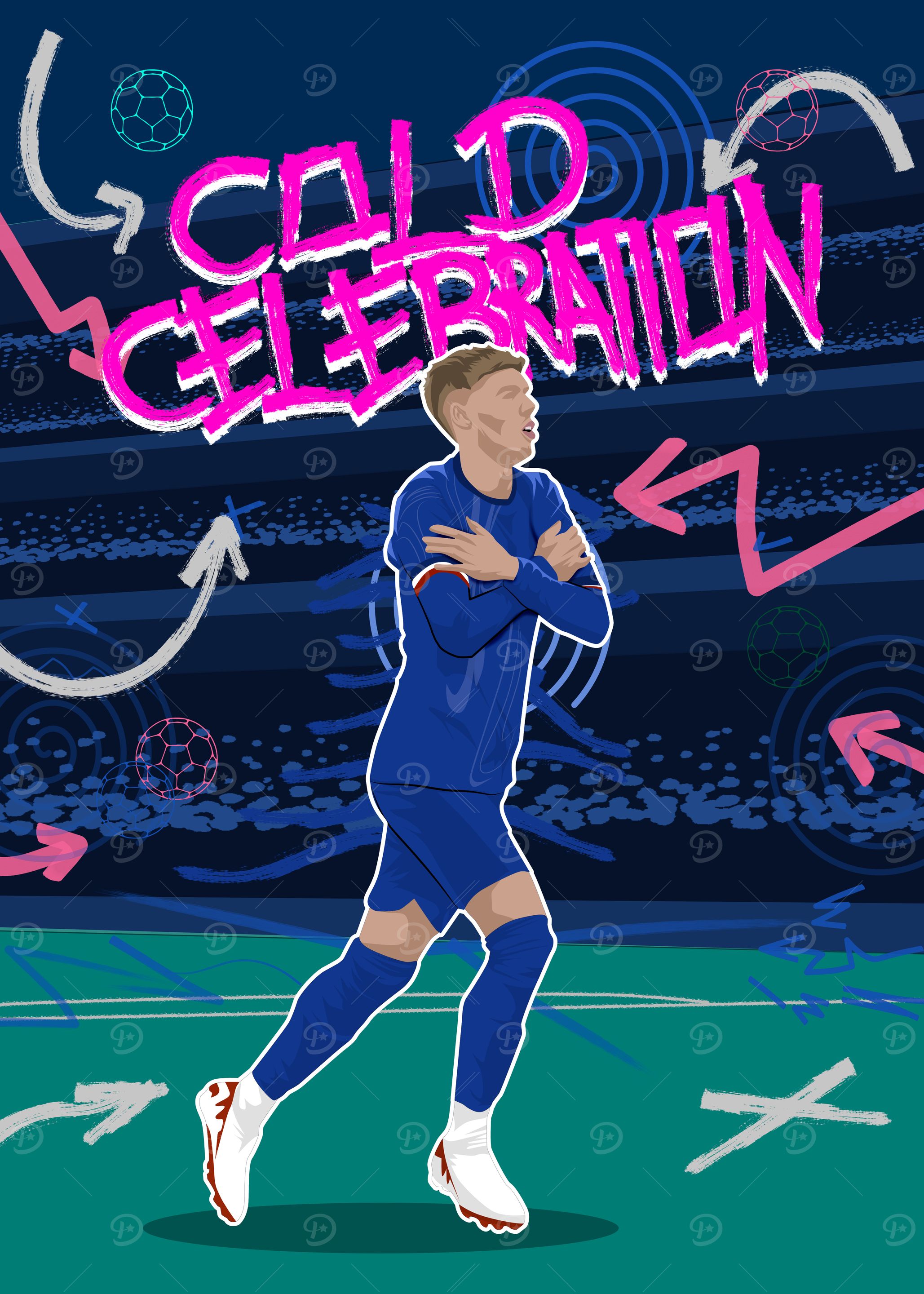 Cold Celebration Soccer Player Illustration