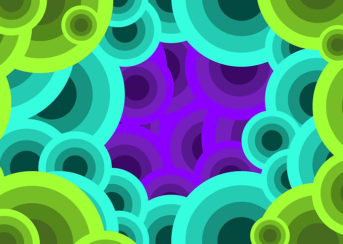 Abstract Circles: Green, Blue, and Purple