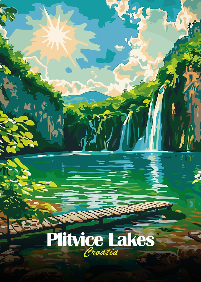 Plitvice Lakes Croatia Landscape Art