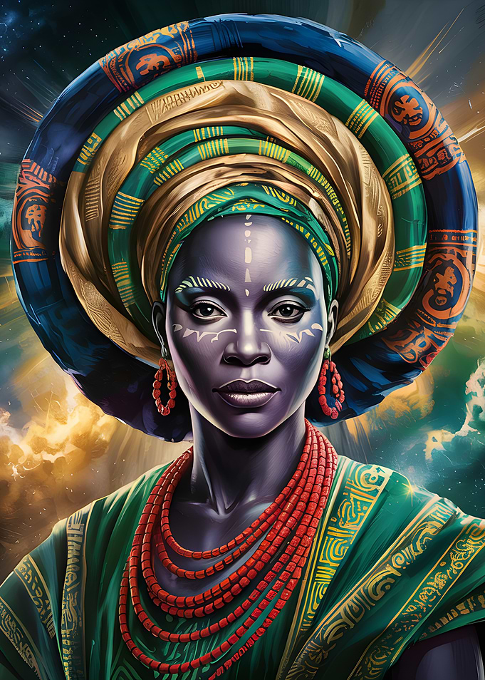 African Woman Portrait with Turban
