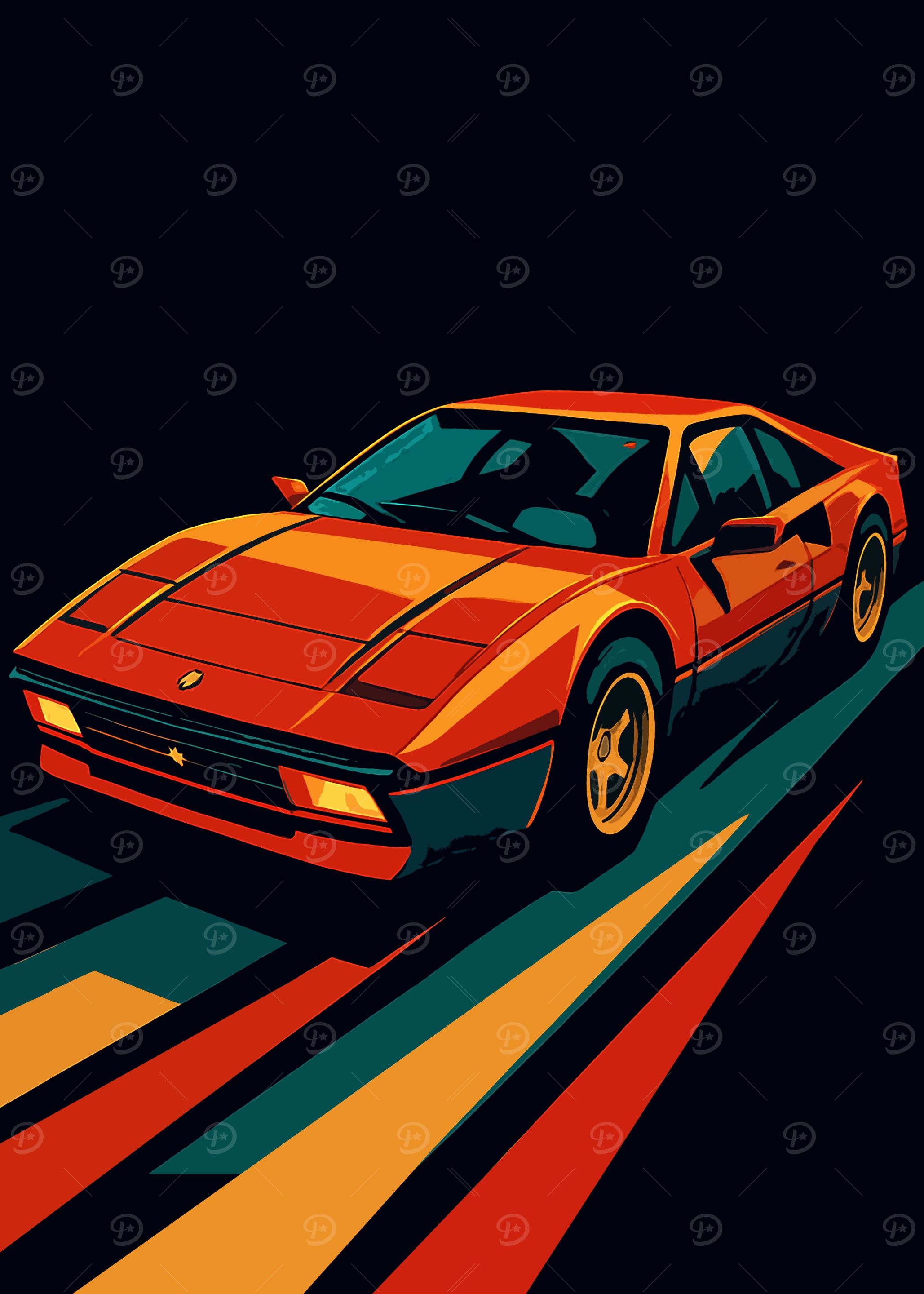 Retro Orange Sports Car Illustration