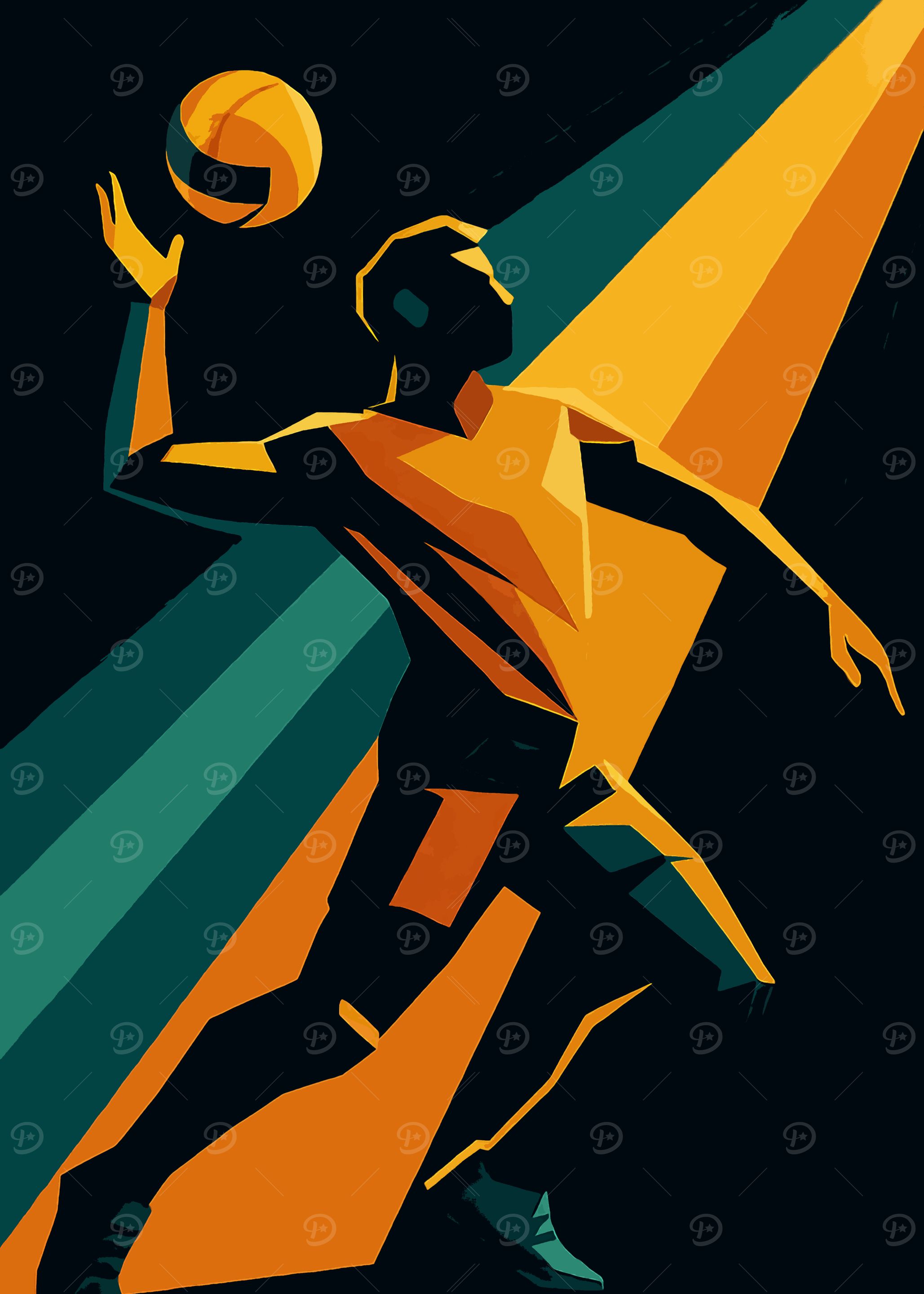Volleyball Player Abstract Art
