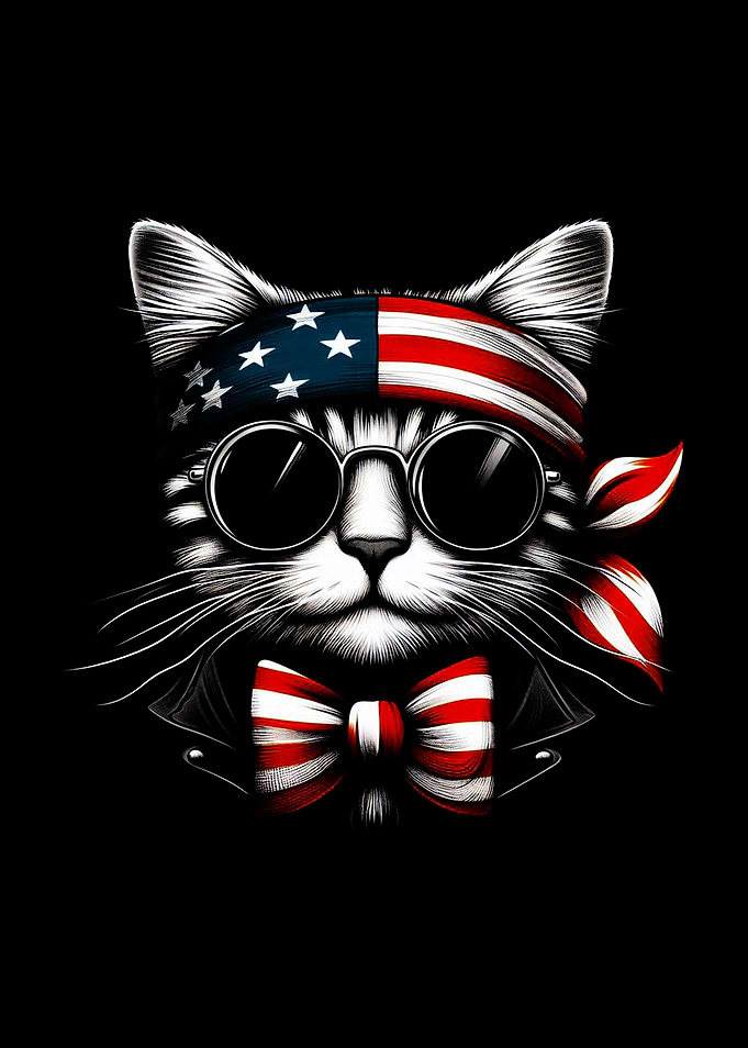 Patriotic Cat with American Flag Bandana