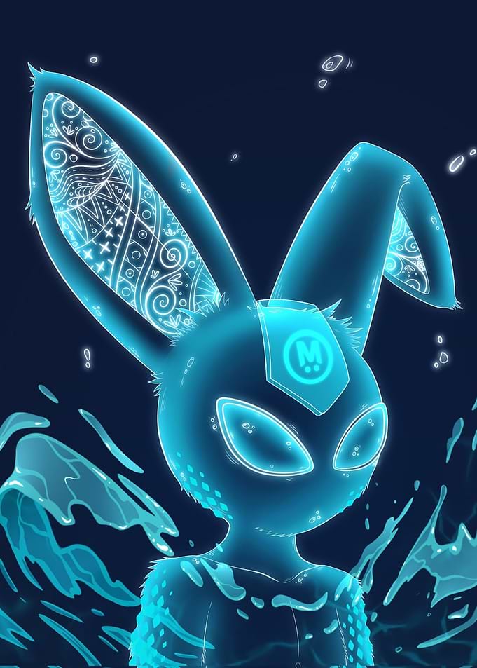 Glowing Blue alien Rabbit