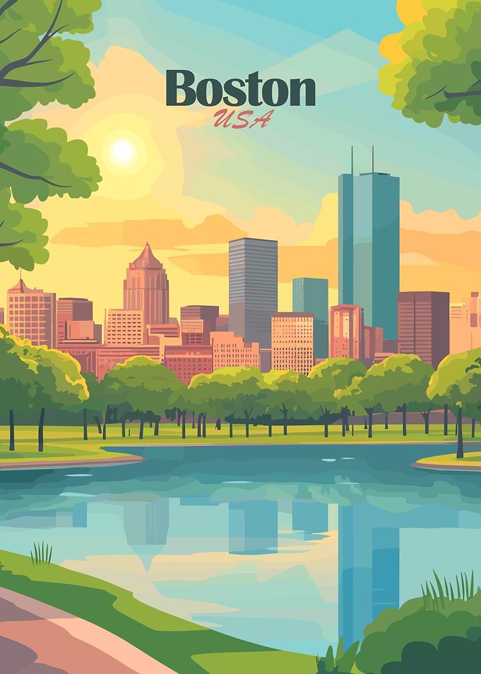 Boston USA Cityscape Illustration