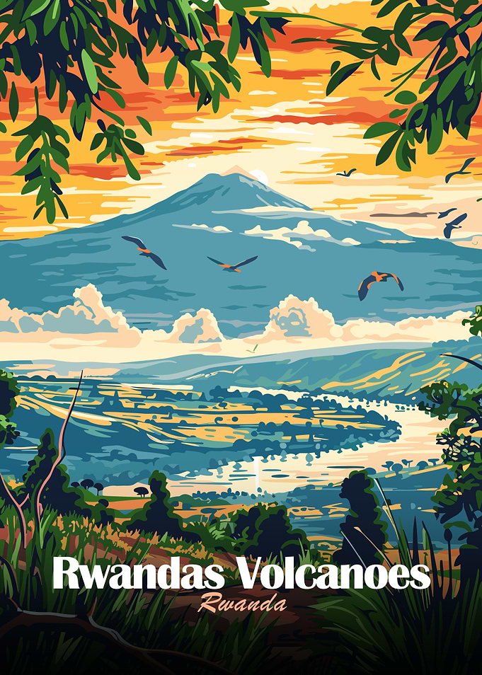 Rwanda Volcanoes Landscape Art