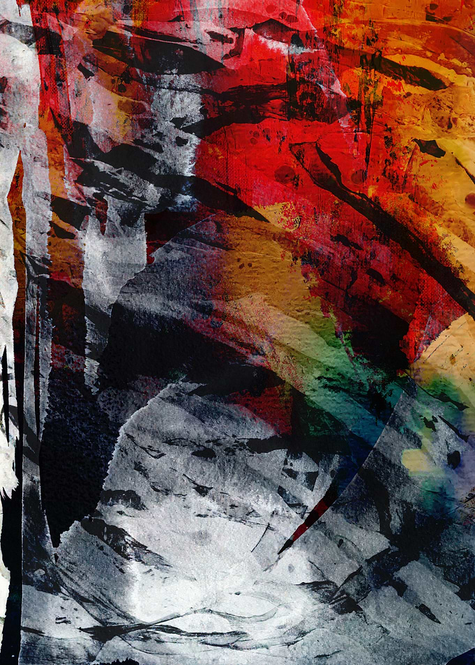 Abstract Painting with Red and Gray