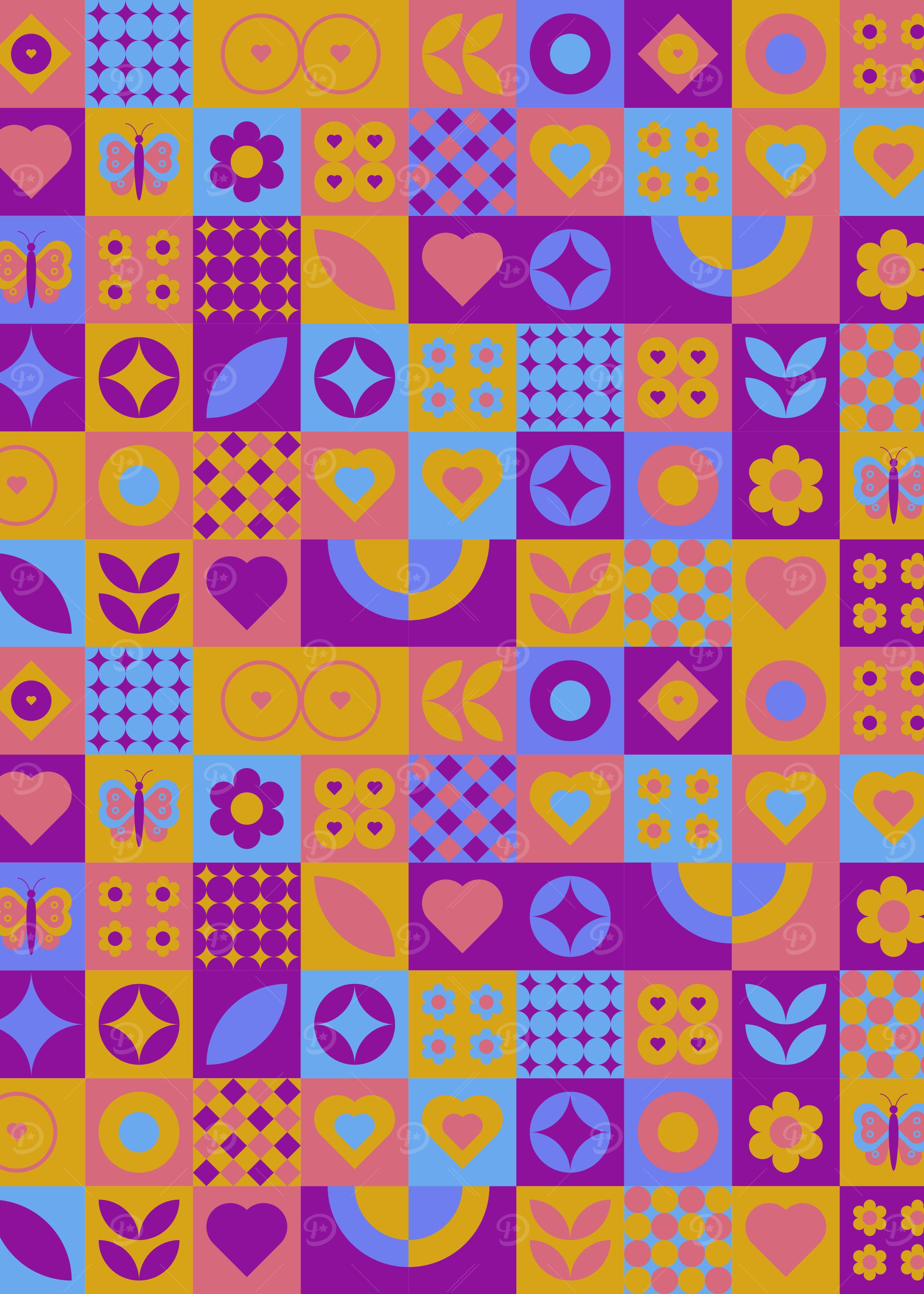 Retrowave Bauhaus Geometric Pattern