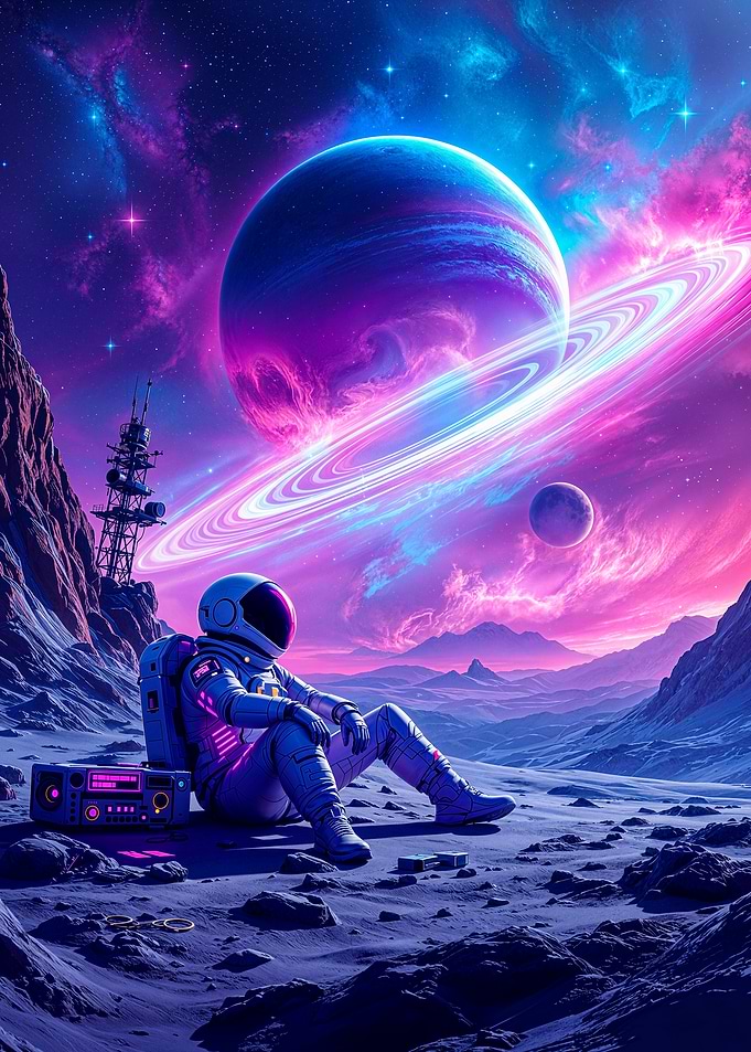 Astronaut in Space Relaxing Cosmic View