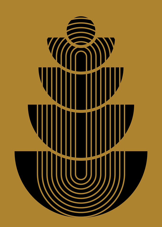 Abstract Geometric Shapes on Gold Background