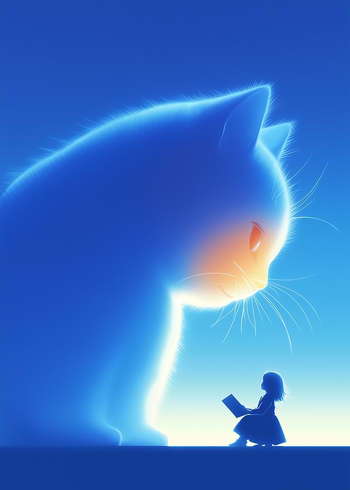 Girl with Giant Cat