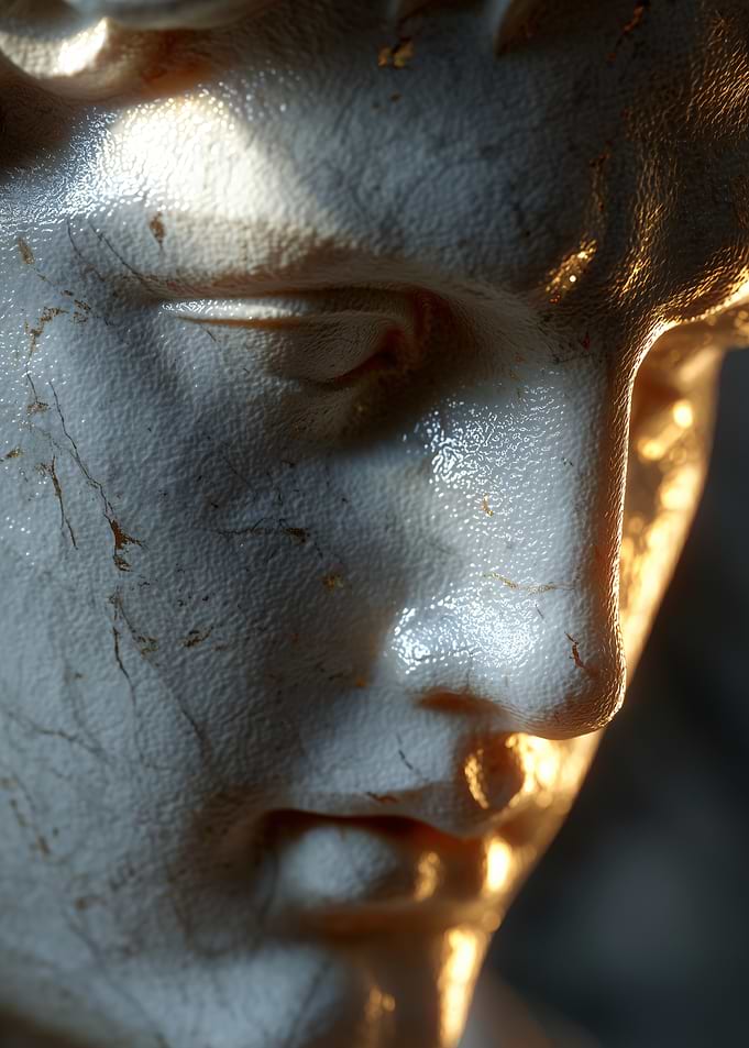 Close-up of a Marble Statue Face