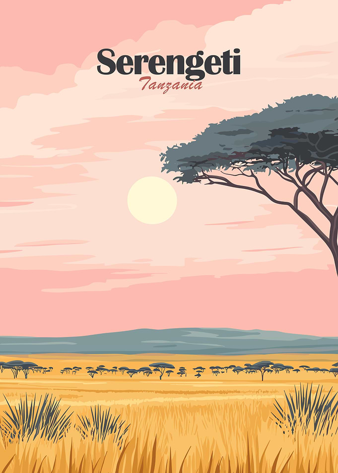 Serengeti Tanzania Landscape Illustration