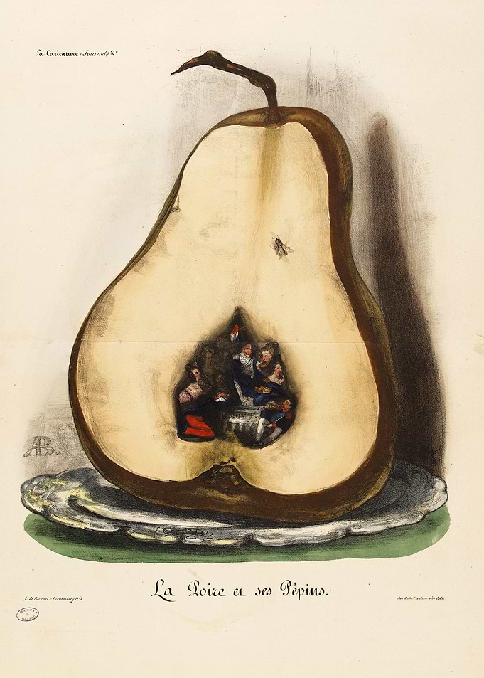 La Poire et ses Pépins - French Fruit Vintage Illustration