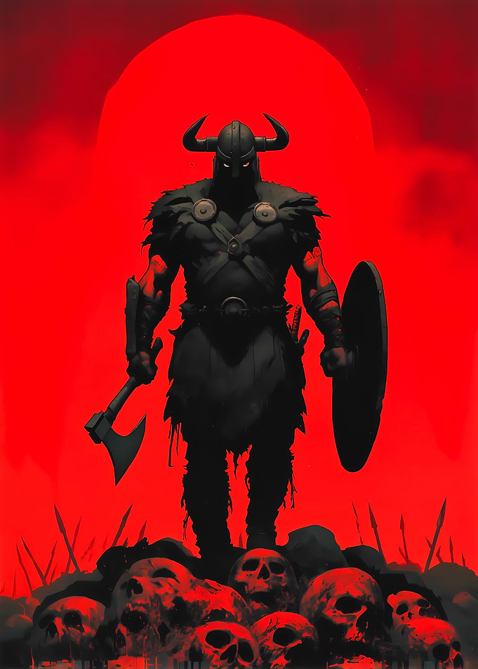 The Last Berserker - Viking Warrior on Skull Pile