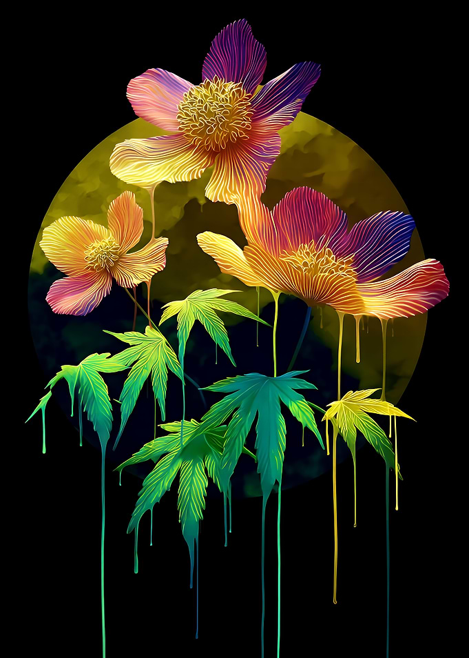 Floral and Cannabis Fusion Art