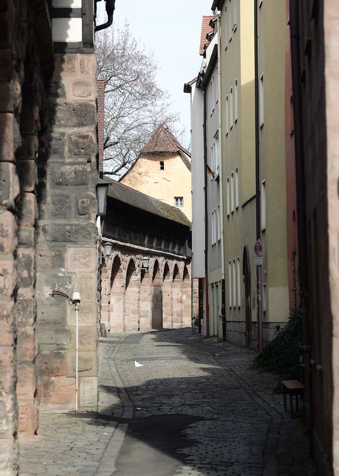 Nuremberg alleyway with stone architecture