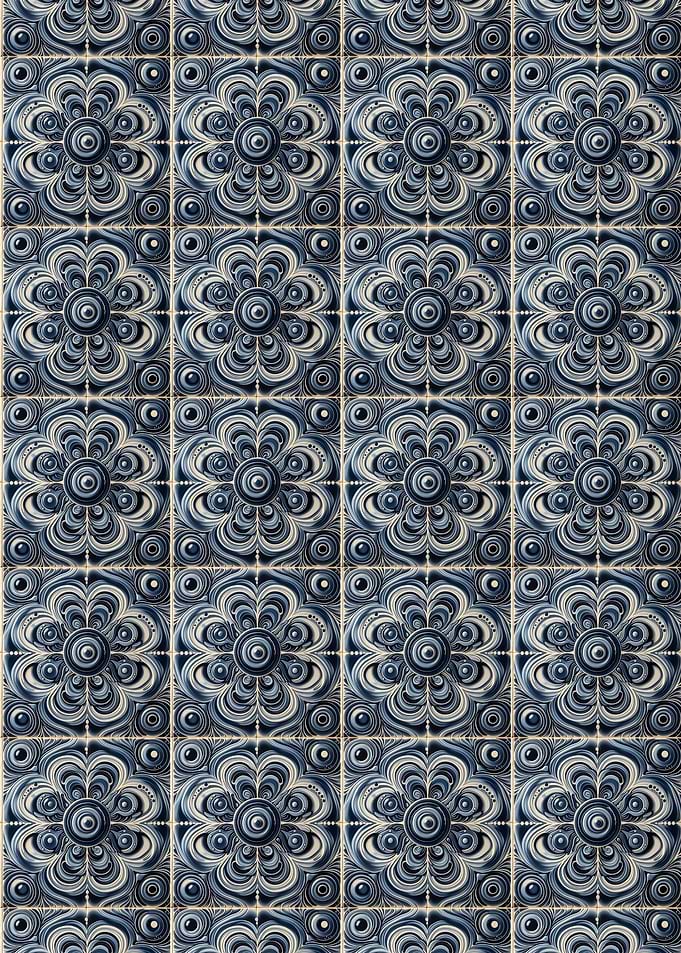 Blue and White Floral Tile Pattern