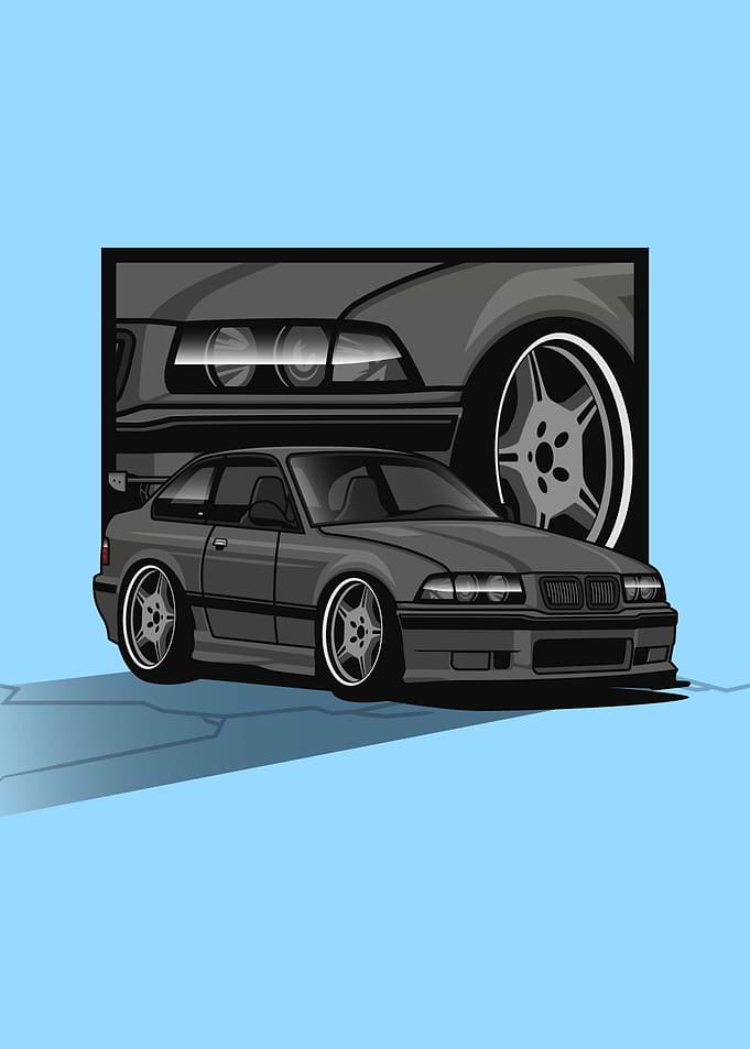 BMW E36 Cartoon