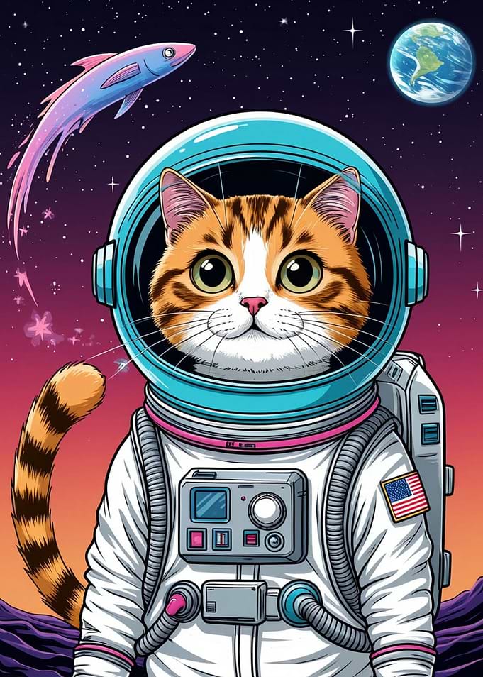 Astronaut Cat in Space