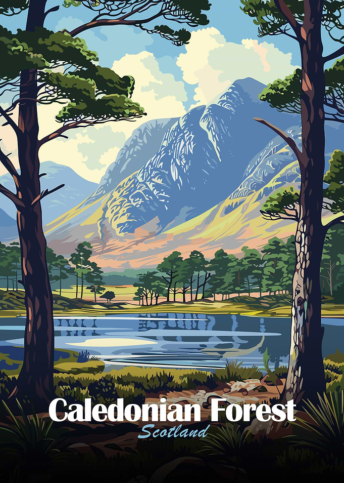 Caledonian Forest Scotland Landscape Art