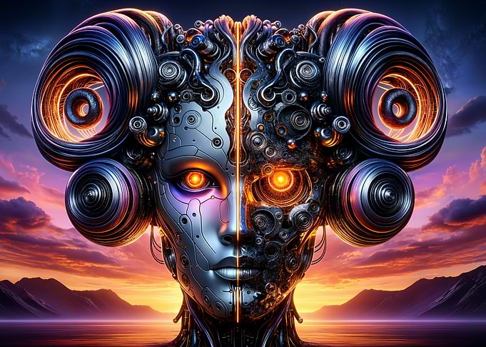 Futuristic Fusion of Man and Machine