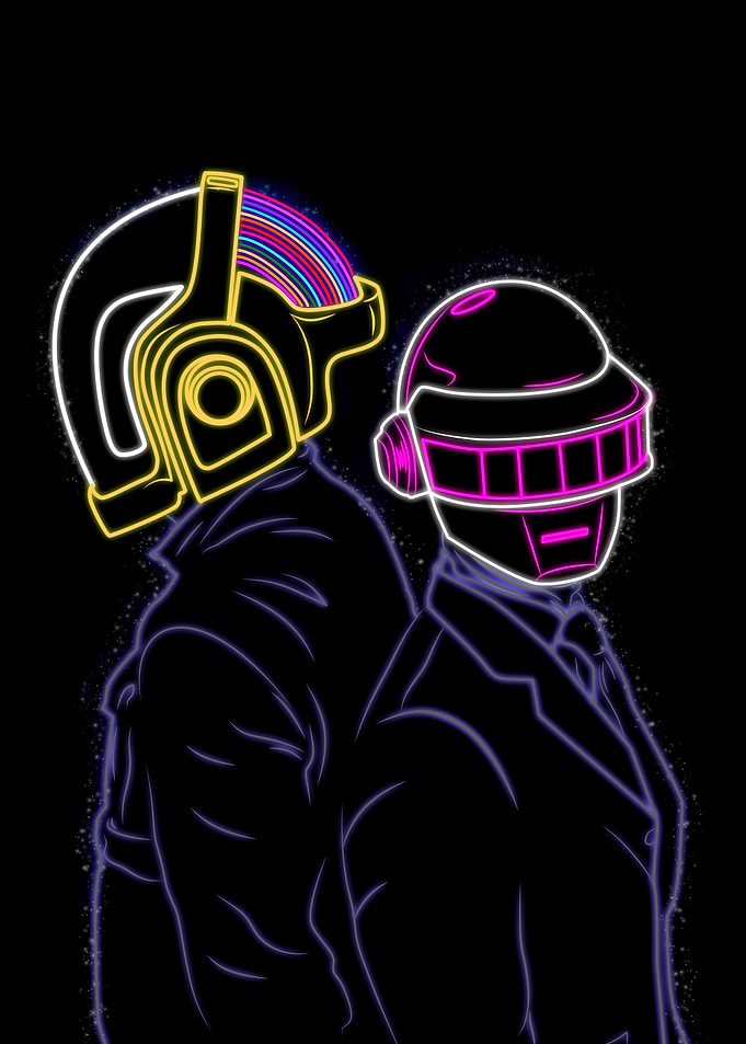 Daft Punk Neon Silhouette