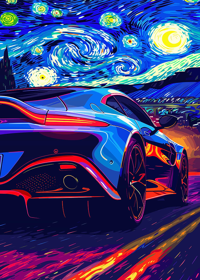 Car in Starry Night Style