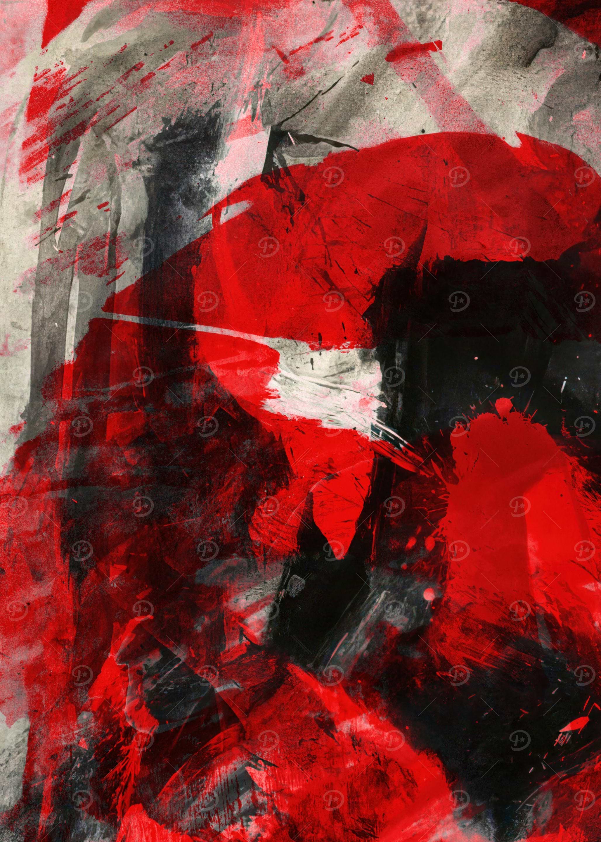Abstract Red and Black Painting