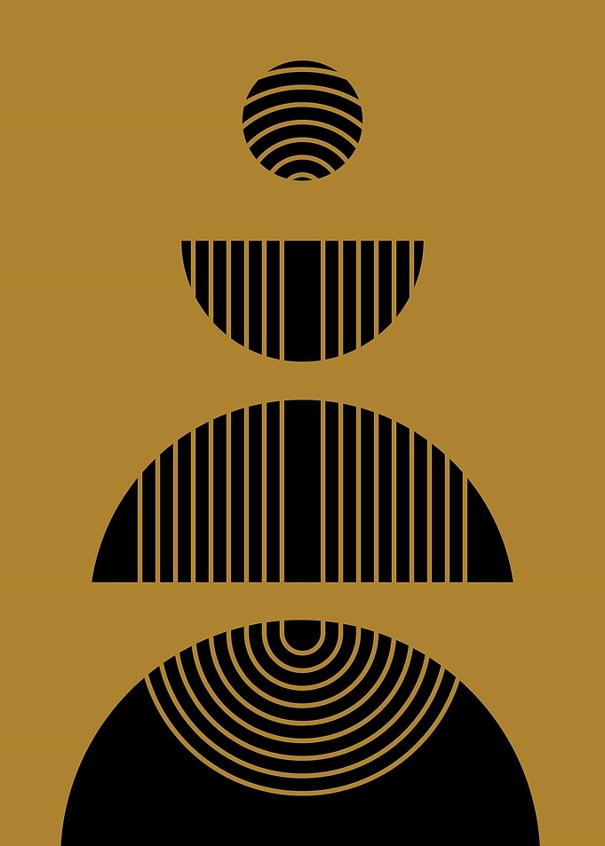 Abstract Geometric Shapes on Gold Background