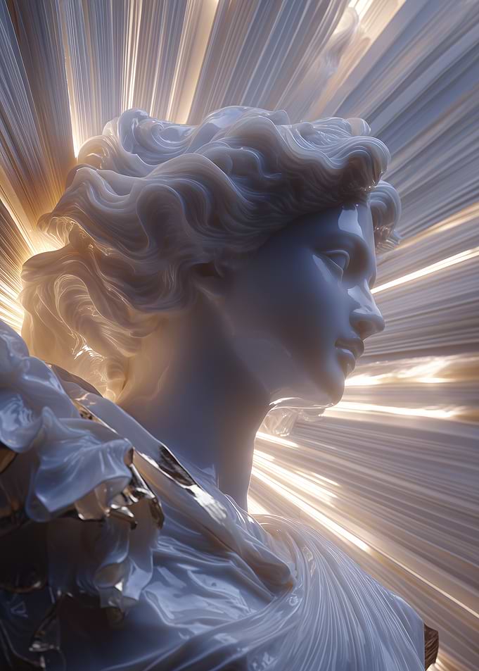 Classical Bust with Radiant Light