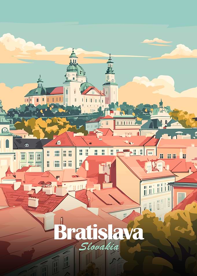 Bratislava, Slovakia Cityscape Illustration