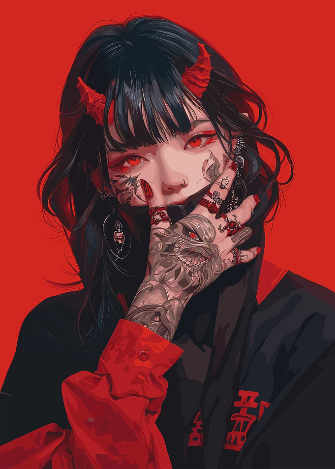Red Devil Girl Digital Art