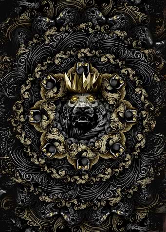 Lion King with Crown and Skulls