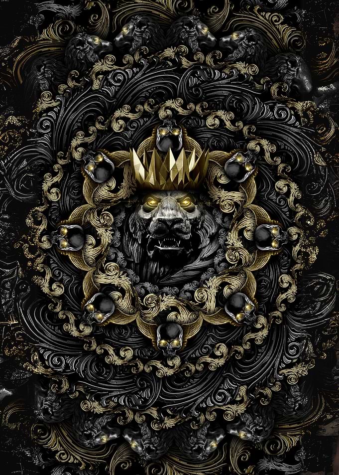 Lion King with Crown and Skulls