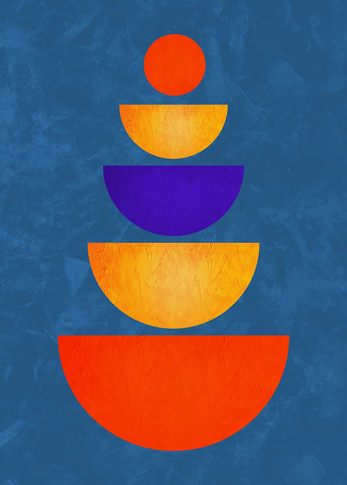 Abstract Geometric Shapes on Blue Background