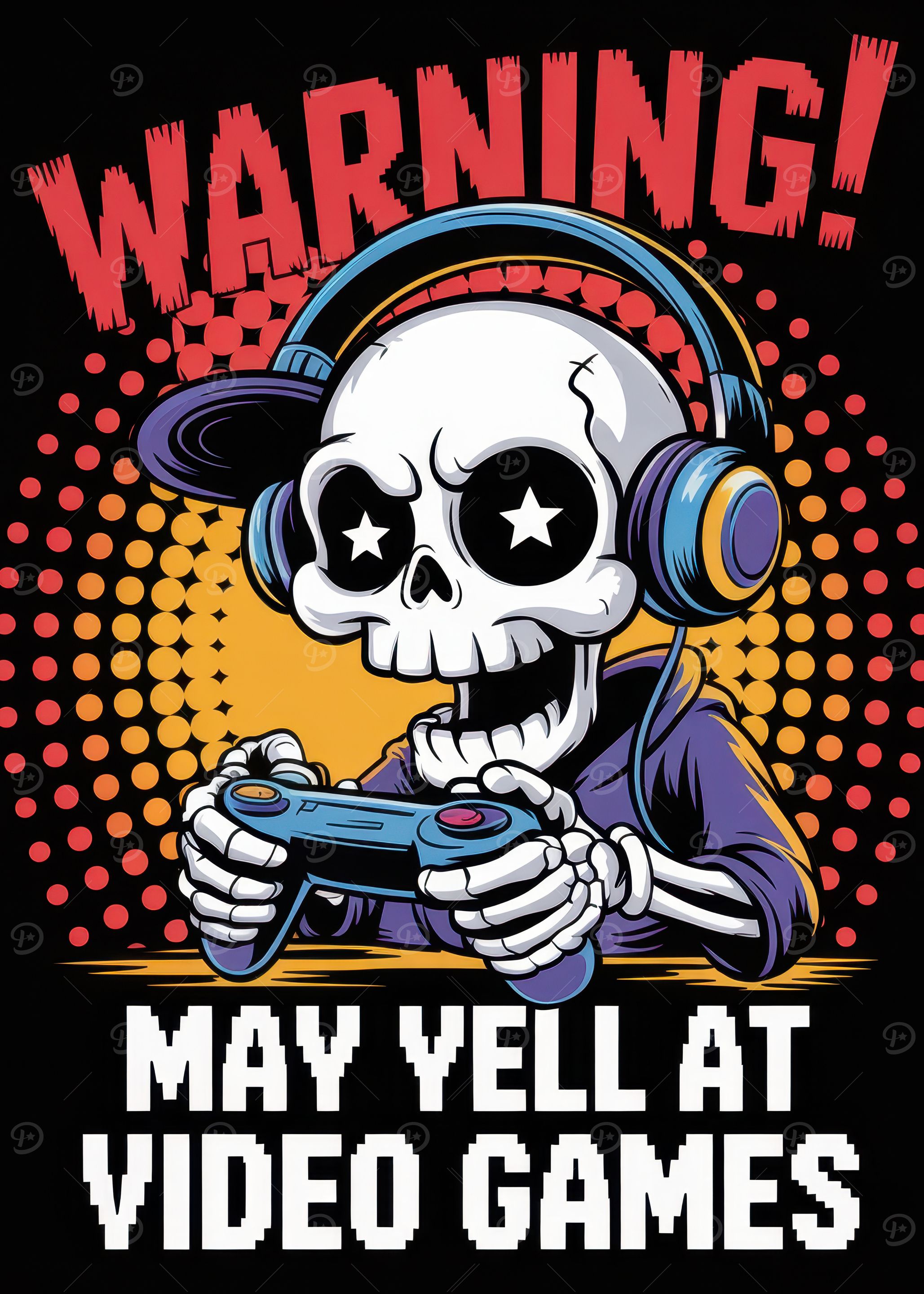 Gamer Skeleton Warning