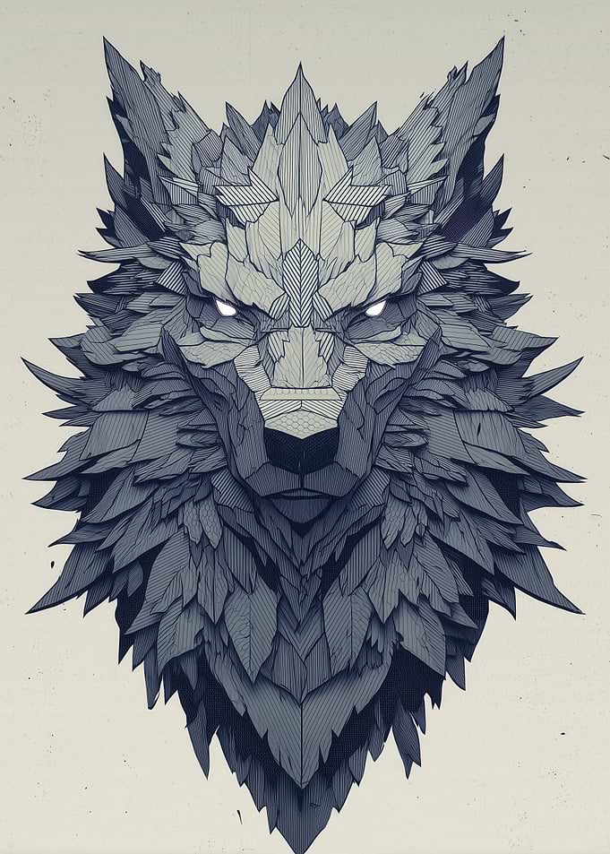 Geometric Wolf Head Illustration
