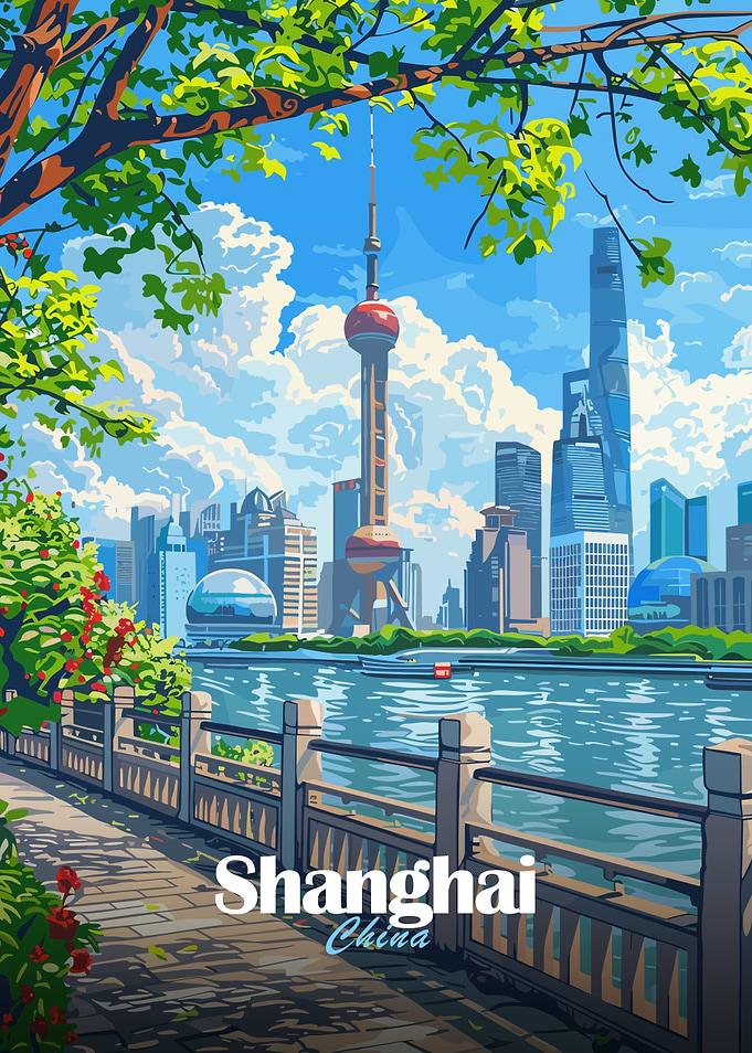 Shanghai China Cityscape Illustration