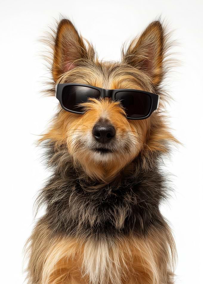 Cool Australian Terrier Dog with Sunglasses Portrait